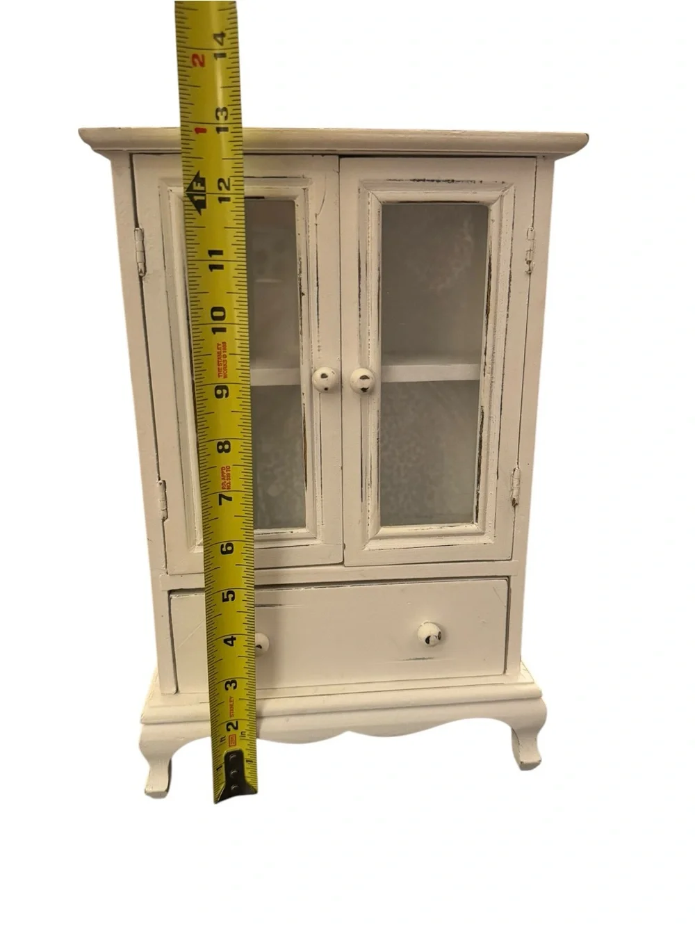 Cream Vintage-Style Display Cabinet Jewelry Box